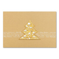 96306 Weihnachtskarte mit internationalem Text Motiv goldene Tanne